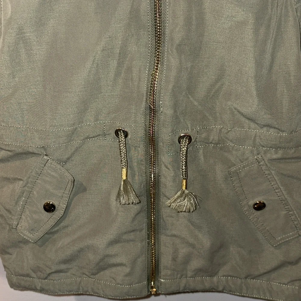 H&M Toddler Hooded Padded Parka w/Faux Fur Trim Size 3-4 Olive Green/Cream NWOT